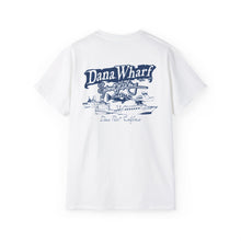 Load image into Gallery viewer, Dana Wharf Sportfishing Unisex Ultra Cotton Tee - White &amp; Navy

